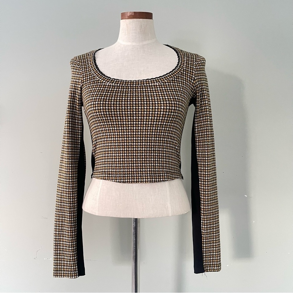 Free People Gold herringbone crop top size small